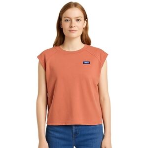 PATAGONIA Sleeveless Sweatshirt Womens Medium Rust Orange Organic Cotton Boxy